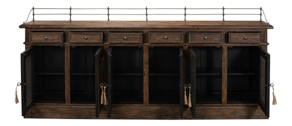 Sarreid Covent Gardens Sideboard - Elegant Old Stain Wood Finish With Faux Keyhole Escutcheon Design Brown  30467