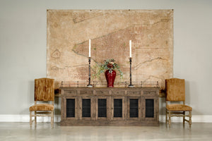 Sarreid Covent Gardens Sideboard - Elegant Old Stain Wood Finish With Faux Keyhole Escutcheon Design Brown  30467