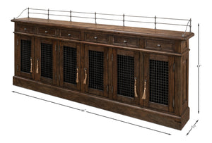 Sarreid Covent Gardens Sideboard - Elegant Old Stain Wood Finish With Faux Keyhole Escutcheon Design Brown  30467