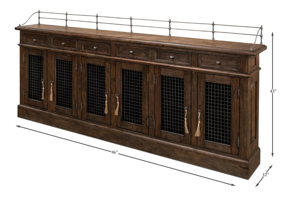 Sarreid Covent Gardens Sideboard - Elegant Old Stain Wood Finish With Faux Keyhole Escutcheon Design Brown  30467