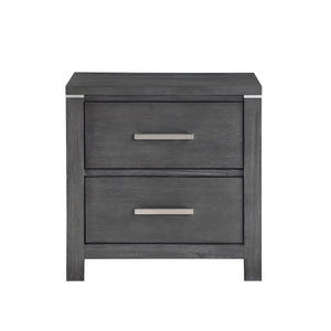 English Elm Toyan Charcoal Grey 2-Drawer Nightstand With Chrome Pulls