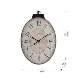 English Elm 18" Oval Antique White Wall Clock Weathered Farmhouse Decor for Living Rooms W2078130248