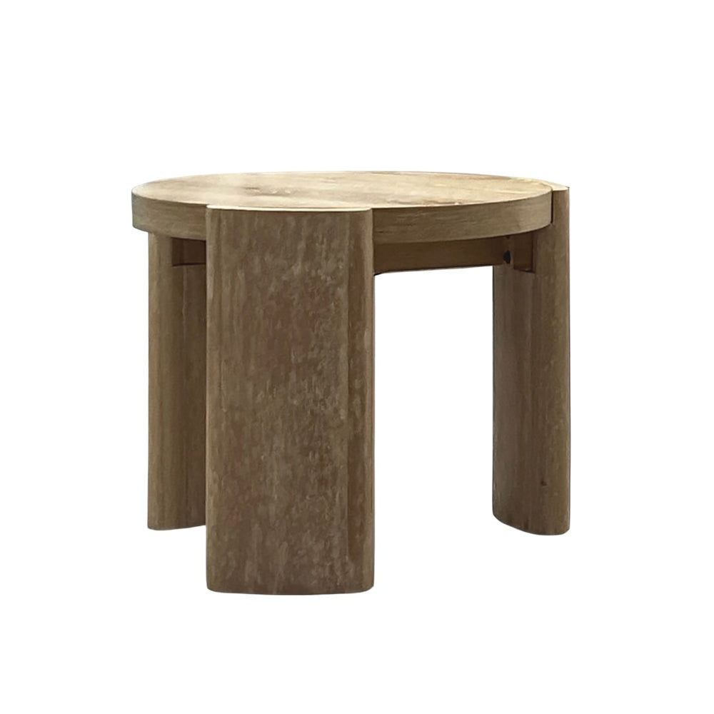English Elm Round Round End Table Oak Finish with Plinth Panel Base, Contemporary Rubberwood Accent Table, 20"D x 18"H B2741P360637