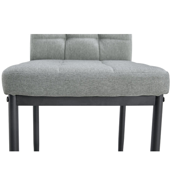 English Elm Linen Tufted Dining Chairs Set of 4 — Upholstered Padded Seats, Metal Legs, 330lb Capacity, Gray Elegance N752P190530G