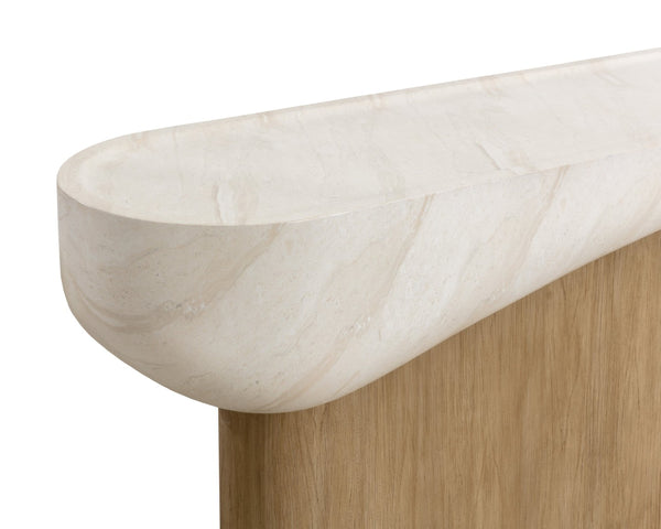 Sunpan ORESTE Console Table - Sculptural Design with Concrete Finish, Versatile for Indoor & Outdoor Spaces 112215