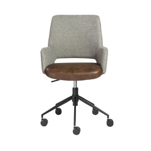 EuroStyle Desi Two-Tone Fabric Leatherette Task Chair with Swivel Tilt and Steel Base Dark Brown 30481LTBRN