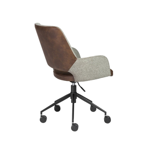 EuroStyle Desi Two-Tone Fabric Leatherette Task Chair with Swivel Tilt and Steel Base Dark Brown 30481LTBRN