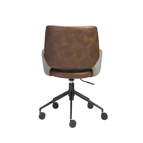 EuroStyle Desi Two-Tone Fabric Leatherette Task Chair with Swivel Tilt and Steel Base Dark Brown 30481LTBRN
