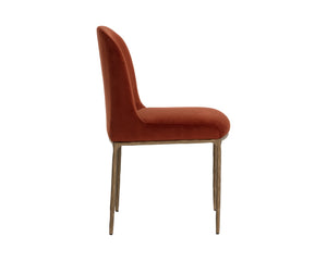 Sunpan NESTOR Dining Chair - Luxurious Meg Rust Upholstery with Curved Back & Antique Brass Legs for Comfort 112801