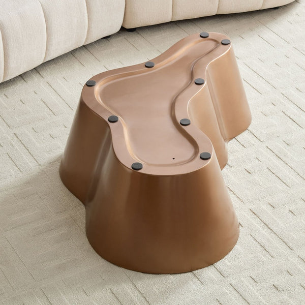 English Elm 50 Inch Sculptural Fiberglass Coffee Table Ready to Use Focal Point for Modern Living Rooms Brown W876P452390