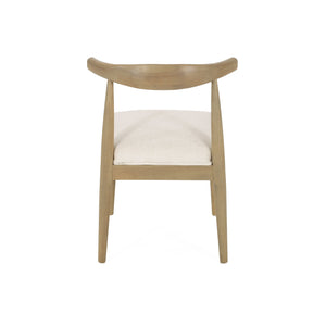 English Elm Christopher Knight Home® - DINING Chair Set of 2 Mid-Century Upholstered Rubberwood Dining Chairs with Tapered Legs and Open Backrest Beige N771P266173M