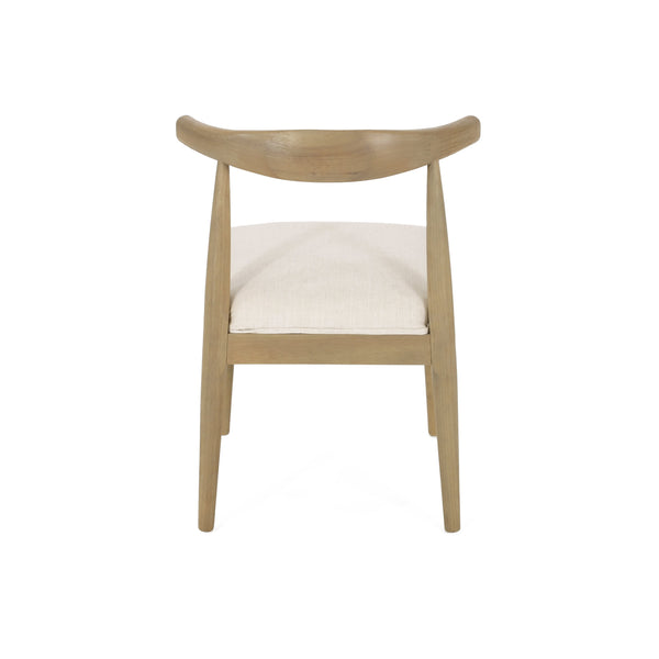 English Elm Christopher Knight Home® - DINING Chair Set of 2 Mid-Century Upholstered Rubberwood Dining Chairs with Tapered Legs and Open Backrest Beige N771P266173M