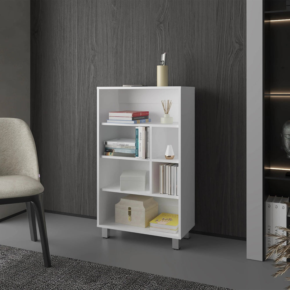 English Elm White Bookcase With Six Shelves – Modern, Compact Design For Stylish Storage In Any Room Setting B062P252202-GIGA