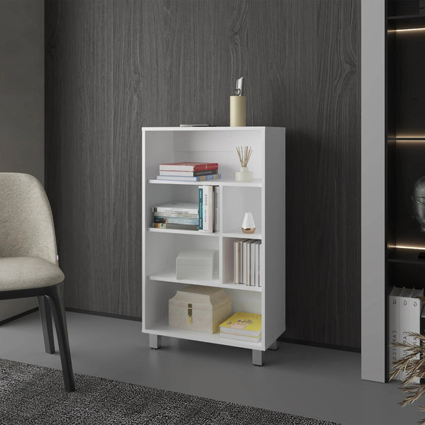 English Elm White Bookcase With Six Shelves – Modern, Compact Design For Stylish Storage In Any Room Setting B062P252202-GIGA