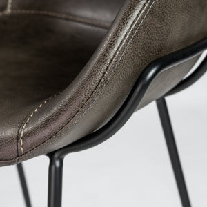 EuroStyle Zach Industrial Bar Stool Set of 2 Distressed Leatherette with Steel Frame Charcoal Gray Leatherette 30490DKGRY