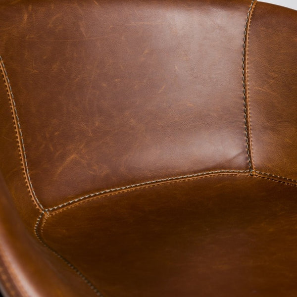 EuroStyle Zach Leatherette Counter Stool Set of 2 with Steel Frame and Baseball Stitching Saddle Brown Leatherette 30491DKBRN