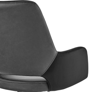 EuroStyle Desi Two-Tone Fabric Leatherette Task Chair with Swivel Tilt and Steel Base Black 30492BLK