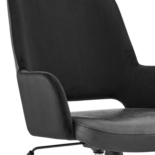 EuroStyle Desi Two-Tone Fabric Leatherette Task Chair with Swivel Tilt and Steel Base Black 30492BLK
