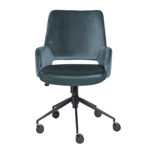 EuroStyle Desi Two-Tone Fabric Leatherette Task Chair with Swivel Tilt and Steel Base Blue 30492BLU