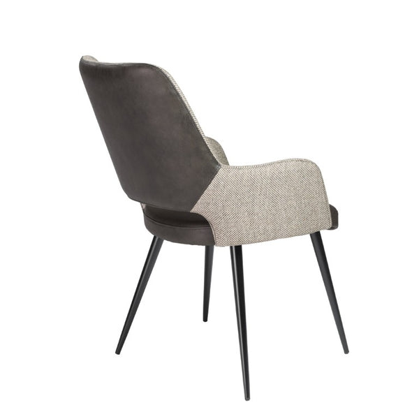 EuroStyle Desi Accent Chair Mixed Texture Leatherette and Fabric with Industrial Steel Base Warm Gray/Charcoal Gray 30494DKGRY