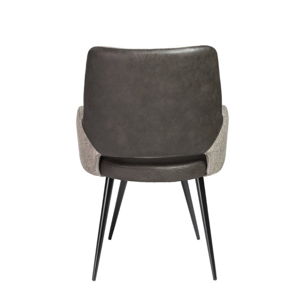 EuroStyle Desi Accent Chair Mixed Texture Leatherette and Fabric with Industrial Steel Base Warm Gray/Charcoal Gray 30494DKGRY