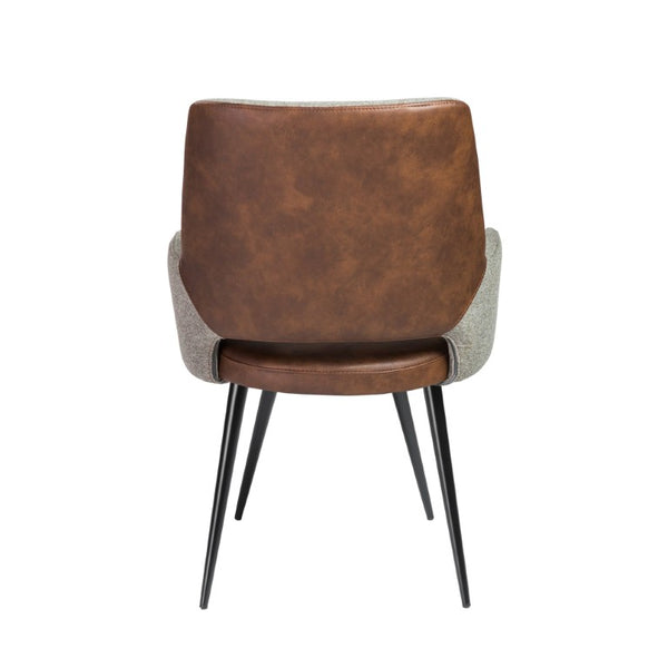 EuroStyle Desi Accent Chair Mixed Texture Leatherette and Fabric with Industrial Steel Base Heathered Gray/Dark Brown 30494LTBRN