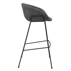 EuroStyle Zach Industrial Bar Stool Set of 2 Distressed Leatherette with Steel Frame Gray-Blue Fabric 30495GRYBLU