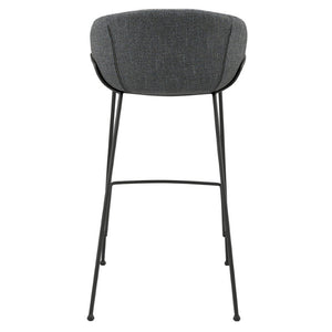 EuroStyle Zach Industrial Bar Stool Set of 2 Distressed Leatherette with Steel Frame Gray-Blue Fabric 30495GRYBLU