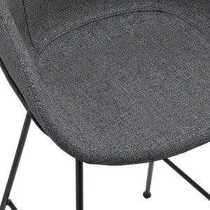EuroStyle Zach Industrial Bar Stool Set of 2 Distressed Leatherette with Steel Frame Gray-Blue Fabric 30495GRYBLU