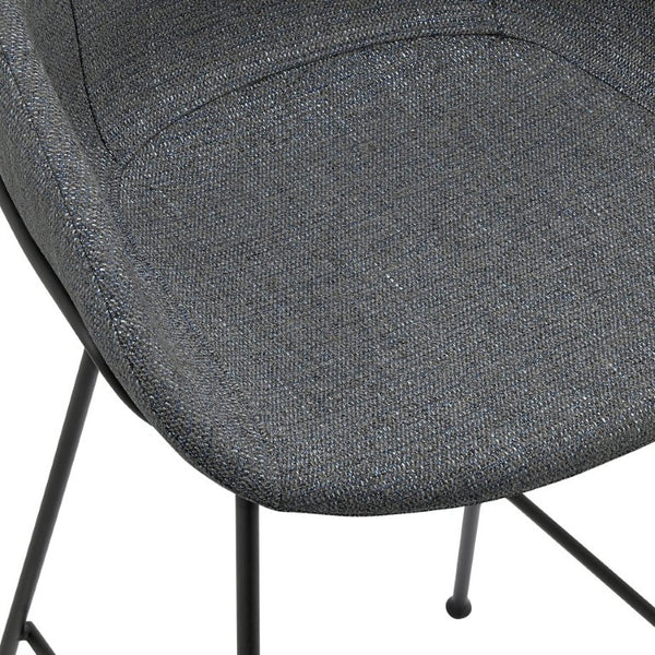 EuroStyle Zach Industrial Bar Stool Set of 2 Distressed Leatherette with Steel Frame Gray-Blue Fabric 30495GRYBLU