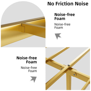 English Elm Queen Upholstered Platform Bed Frame with Wooden Slats, Padded Headboard, Sturdy 800lb Support Gold W2992P233431