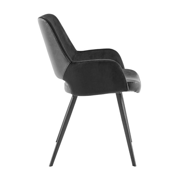 EuroStyle Desi Accent Chair Mixed Texture Leatherette and Fabric with Industrial Steel Base Black 30498BLK