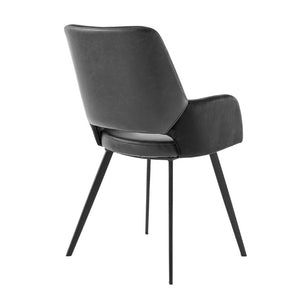 EuroStyle Desi Accent Chair Mixed Texture Leatherette and Fabric with Industrial Steel Base Black 30498BLK