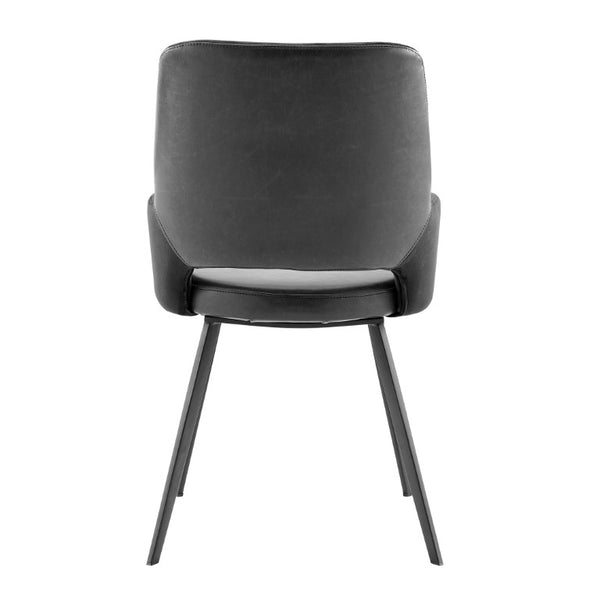 EuroStyle Desi Accent Chair Mixed Texture Leatherette and Fabric with Industrial Steel Base Black 30498BLK