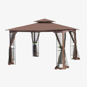 English Elm Same 10x10 Outdoor Gazebo with Vented Dual Roof Mesh Walls Steel Frame Patio W419P461620
