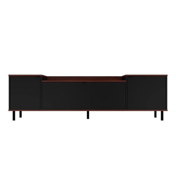 Manhattan Comfort Mosholu Mid-Century Modern TV Stand Black and Nut Brown 304AMC226
