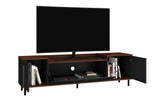 Manhattan Comfort Mosholu Mid-Century Modern TV Stand Black and Nut Brown 304AMC226