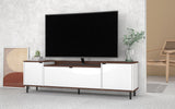 Manhattan Comfort Mosholu Mid-Century Modern TV Stand White and Nut Brown 304AMC227