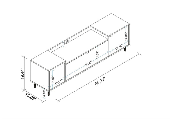 Manhattan Comfort Mosholu Mid-Century Modern TV Stand White and Nut Brown 304AMC227
