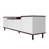 Manhattan Comfort Mosholu Mid-Century Modern TV Stand White and Nut Brown 304AMC227