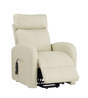 English Elm Ricardo Beige PU Power Lift Recliner with Pocket Coil Seat, Wired Remote, Durable Metal Frame B2726P405679