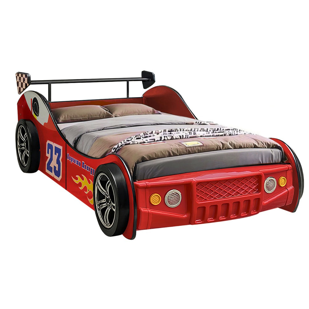 English Elm Supreme Energy Racing Car Bed - Imaginative Floor Bed With Led Lights, Safety Features & Cozy Design W2237S00020-GIGA