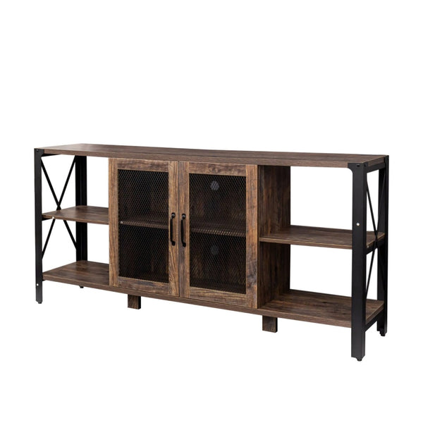 English Elm Tv Stand For Living Room & Bedroom - 80" Industrial Farmhouse Media Console With Open Shelves W331S00123-GIGA