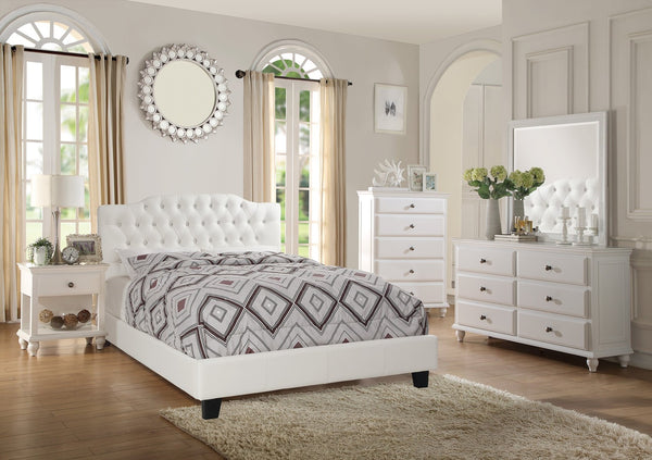 English Elm Modern White Five Drawer Tall Chest Poplar Frame Bedroom Storage Organizer B011P448740