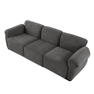 English Elm 102 Inch Linen Modular Sectional Sofa with Hidden Storage and Cloud Cushion Comfort Grey W1099S00205