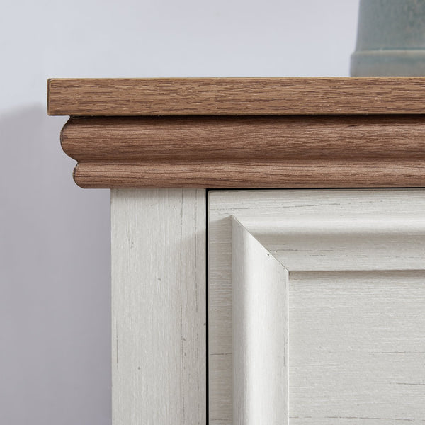 English Elm Modern 7 Drawers Cabinet with Smooth Glide Drawers, Metal Handles & Unique Feet—Slim Farmhouse Storage Tall Chest W2275P233489