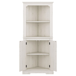 English Elm Tall Corner Cabinet Wood Grain Beige - Tall 69.3" Storage Tower with Doors, Shelves & Space-Saving Design W1580P257486