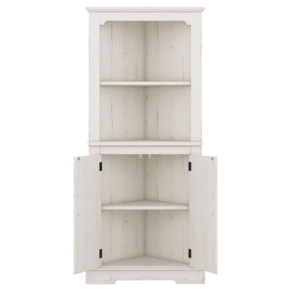 English Elm Tall Corner Cabinet Wood Grain Beige - Tall 69.3" Storage Tower with Doors, Shelves & Space-Saving Design W1580P257486