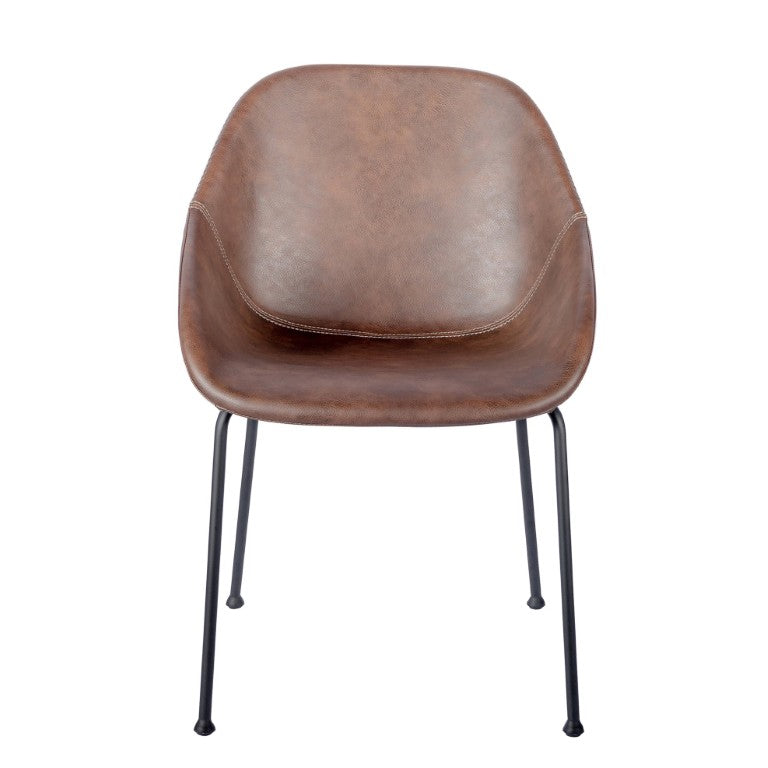 EuroStyle Corinna Distressed Leatherette Dining Side Chairs with Steel Base Set of 2 Dark Brown 30502BRN