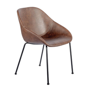 EuroStyle Corinna Distressed Leatherette Dining Side Chairs with Steel Base Set of 2 Dark Brown 30502BRN